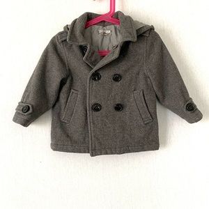 Zara Girls Wool Peacoat with Detachable Hood 12-18 months